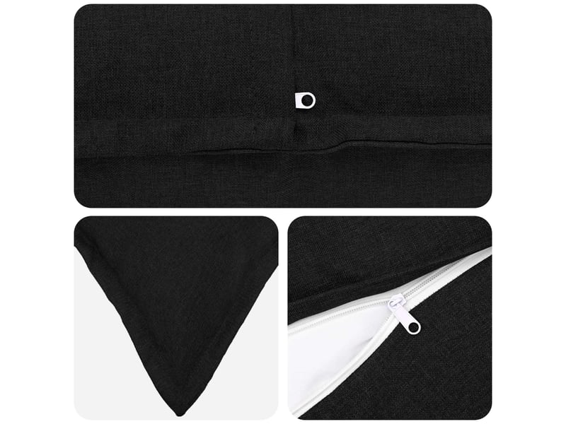  Lot de 2 coussins avec oreiller, coussins décoratifs houten noir lin synthétique cf51195  - Conforama D
