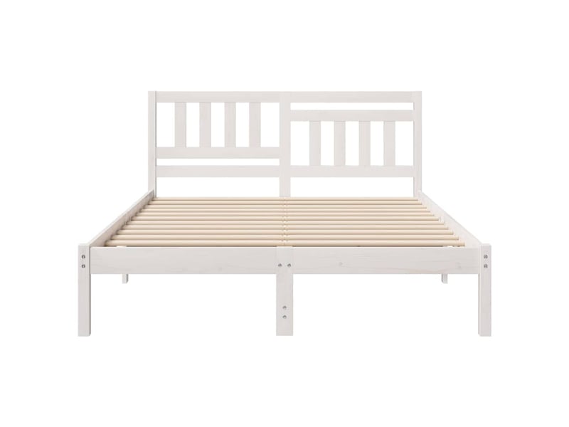  Lit double- lit adulte -  cadre de lit avec tête de lit blanc 135 x 190 cm pin massif  - Conforama C