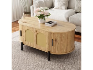 Table basse ovale coloris bois clair <strong>OOIILLEE</strong> <strong>Luxe haut de gamme</strong> - 50 cmx100 cm