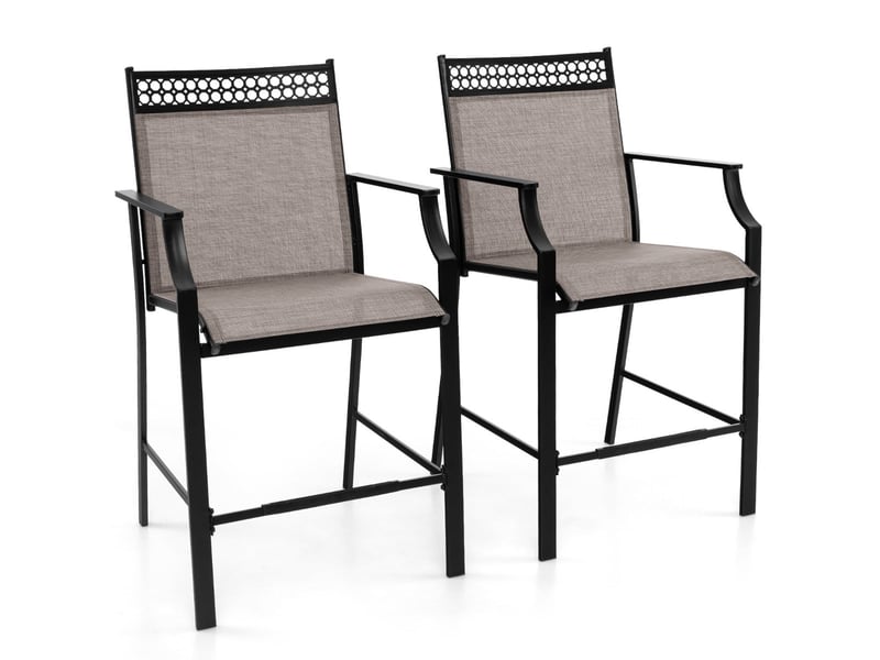  Lot de 2 tabourets de bar incurvés 66 x 62 x 114 cm confort optimal cadre métallique design marron 20_0012535  - Conforama A