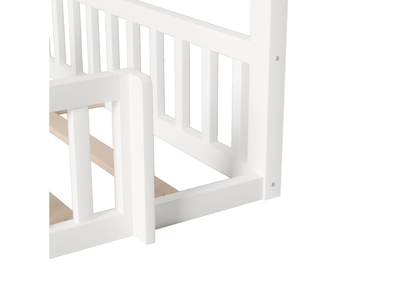 Lit enfant 90x190 cm x 2 - lit plat avec barrière, éclairage led - structure en pin - blanc (sans matelas)  - Conforama R