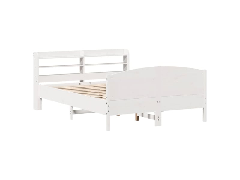 Lit double- lit adulte - cadre de lit sans matelas blanc 135x190 cm bois de pin massif - Conforama B