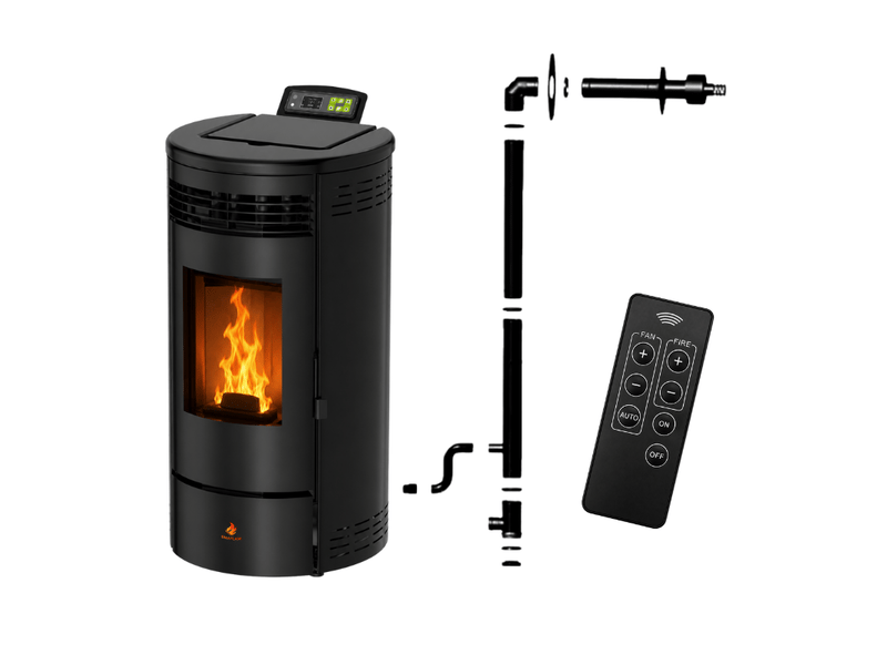 Poêle à granulés étanche flora 9 kw + kit conduit ventouse - noir - Conforama A