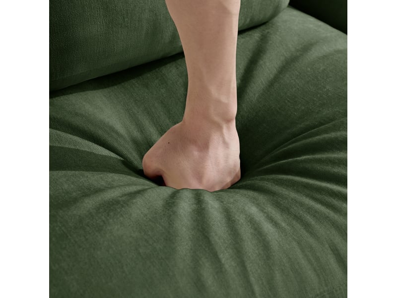 Canapé d'angle modulable 3 places 253x143x88 cm en chenille verte - Conforama R