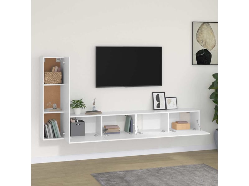  Ensemble de meubles tv 3 pcs blanc bois d'ingénierie shl75320  - Conforama C