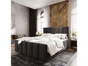 Lit avec rangement 140x200 cm <strong>MASSENO</strong>  <strong></strong> coloris gris