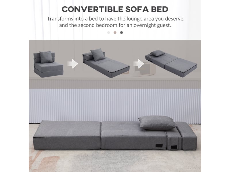  Chauffeuse canapé-lit convertible 1 place - coussin déhoussable inclus - tissu gris  - Conforama E