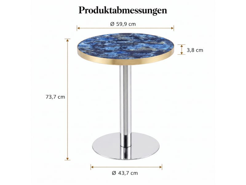  Table basse ronde, avec plateau effet marbre, bord métal doré et structure métal, pour salon, chambre, balcon  - Conforama D