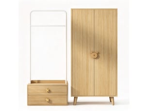 Armoire,140x55x170 cm,2 portes avec penderie,mdf,finition bois naturel