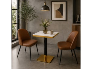 Table à manger carrée,60x60 cm,2 à 4 personnes,mdf,blanc effet marbre