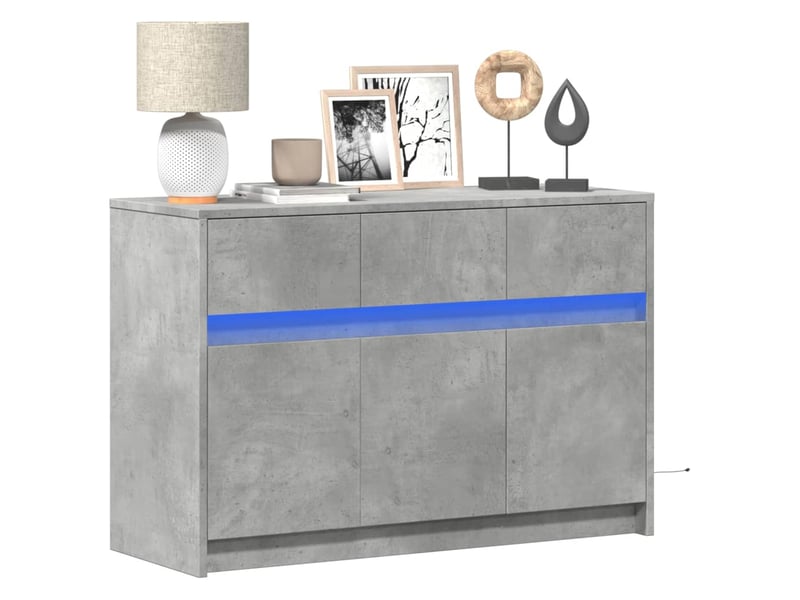  Meuble tv - banc tv - meuble de rangement avec led gris béton 91x34x61 cm bois d'ingénierie  - Conforama B