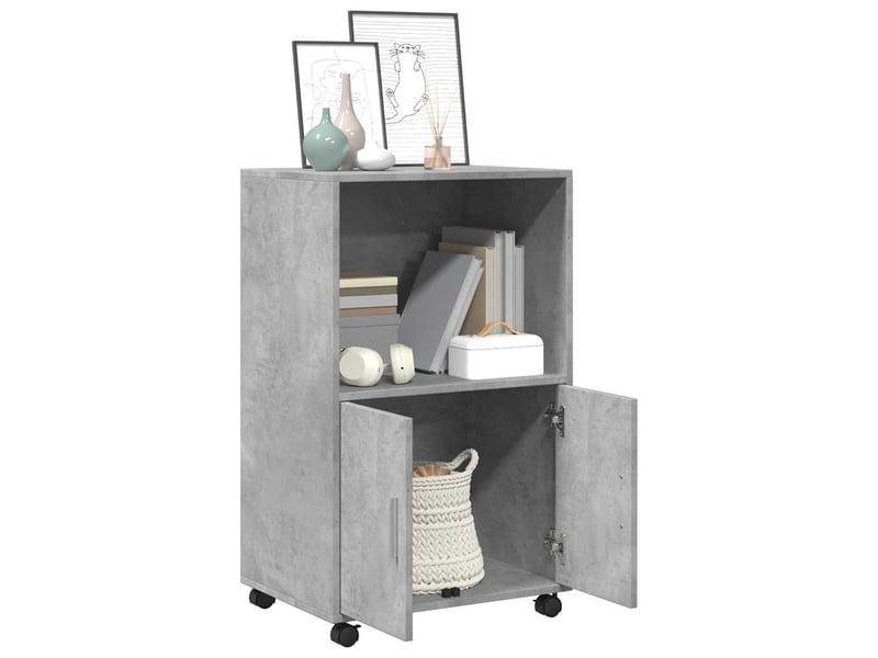  Buffet - armoire à roulettes gris béton 55x40x91 cm bois d'ingénierie  - Conforama C