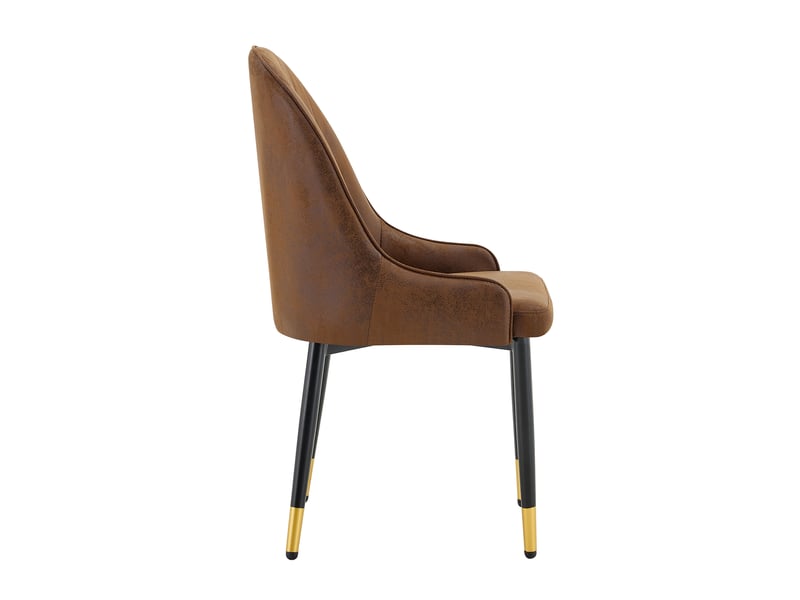  Lot de 2 chaises de salle à manger en tissu brun et pieds en métal noir W3658P425201 - Conforama B