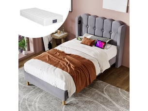 Lit simple 90x200 cm RAUMIO   coloris gris