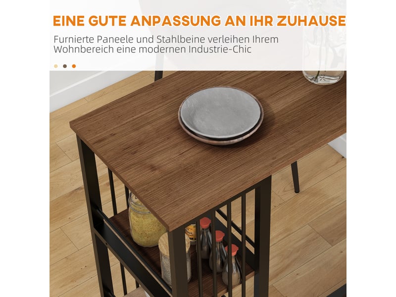  Table de bar avec 3 étagères en panneau de particules et acier 120 x 40 x 105 cm  - Conforama E