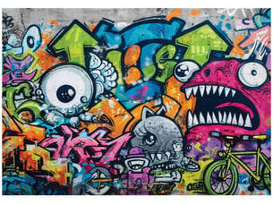 Papier peint panoramique intissé garçon graffiti coloré - 400x280 cm - papier peint enfant