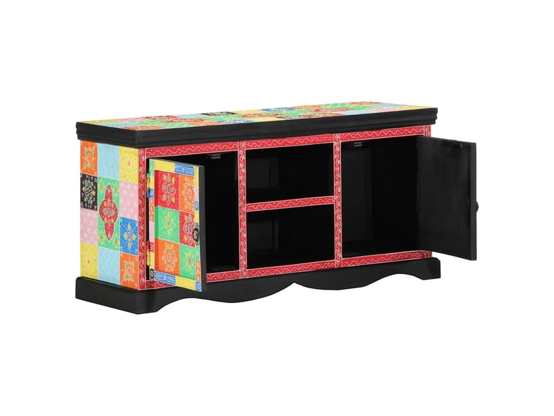  Meuble tv - banc tv - meuble de rangement 100 x 35 x 50 cm multicolore bois de mangue massif  - Conforama B