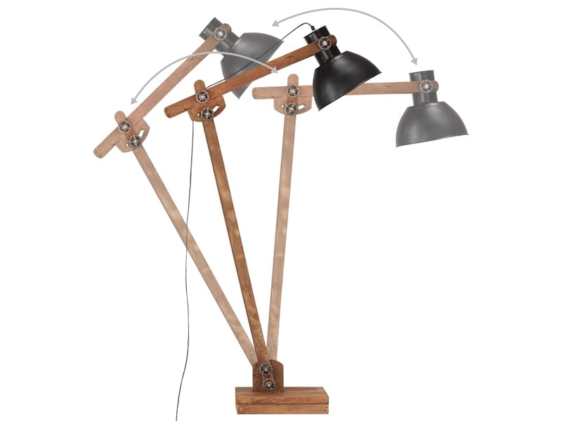  Lampadaire salon, lampe sur pied noir bois de manguier massif e27  - Conforama E