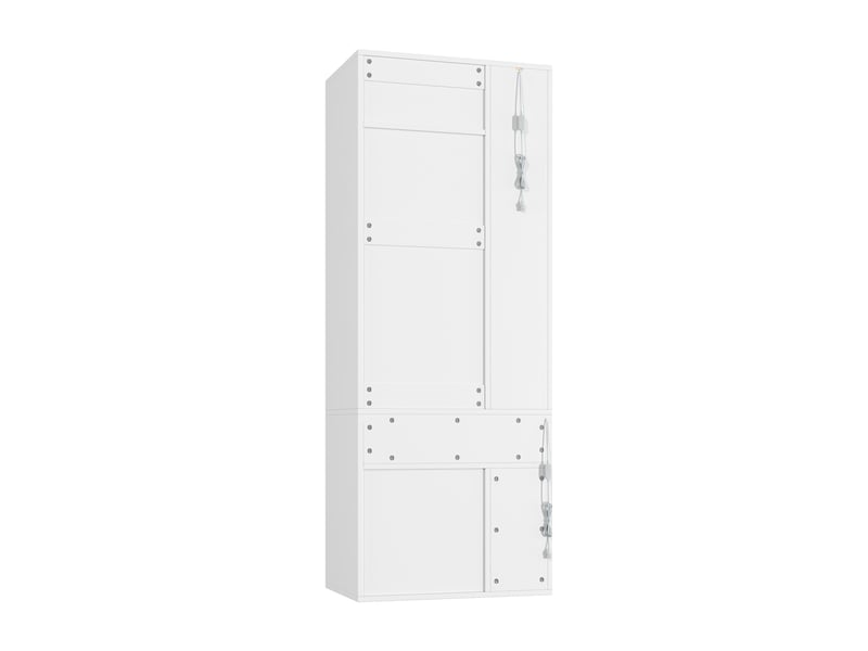  Armoire,75x50x200 cm,avec vitrine led et rangement,mdf,blanche  - Conforama D
