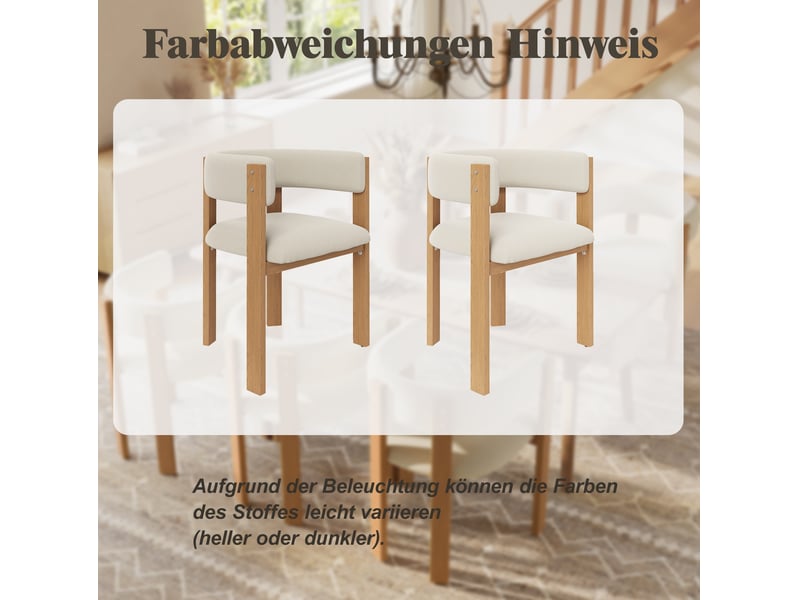  Lot de 6  chaises de salle à manger  47 x 48 x 72,5 cm – beige et naturel – assise ergonomique épaisse  - Conforama E