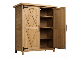 Armoire de jardin 75 x 40 x 90 cm – jaune – 2 portes, 3 étagères et toit en métal galvanisé