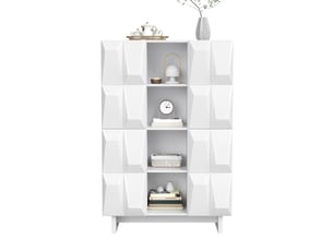 Vitrine coloris blanc 4 étagère(s) TCQPZ - 90.5 cmx135.5 cm