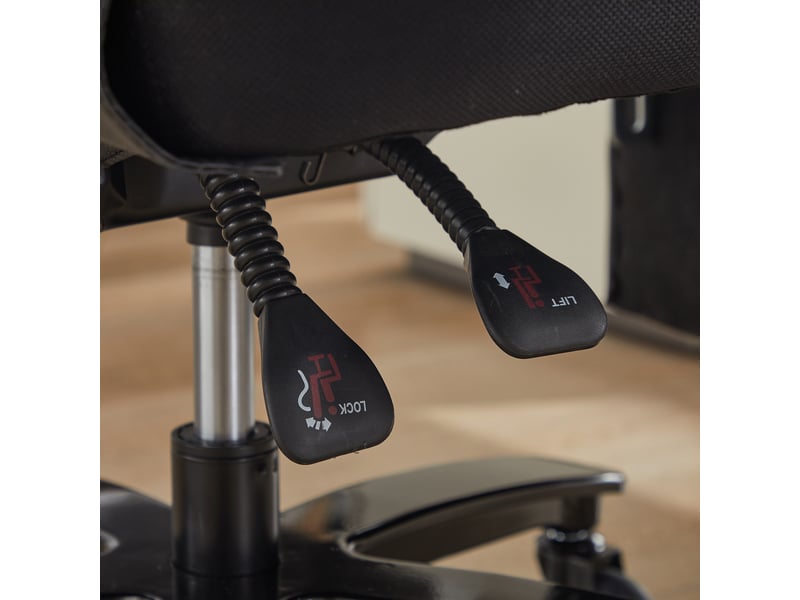  Chaise de bureau massante et chauffante avec repose-pieds, dossier inclinable et rotation 360° en cuir pu noir  - Conforama D