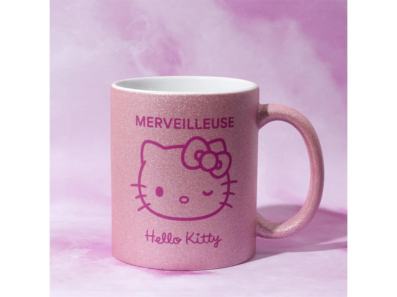  Lot de 4 mugs hello kitty pailletés 30 cl - 4 couleurs et motifs assortis  - Conforama D