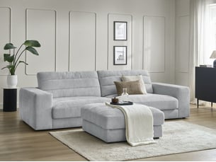 Canapé droit fixe BOBOCHIC SIERRA 4 places Tissu gris
