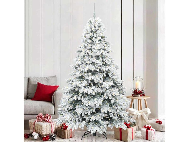 Sapin de noël, arbre de noël artificiel avec 300 led blanc 210 cm pe et pvc cf61218 - Conforama B