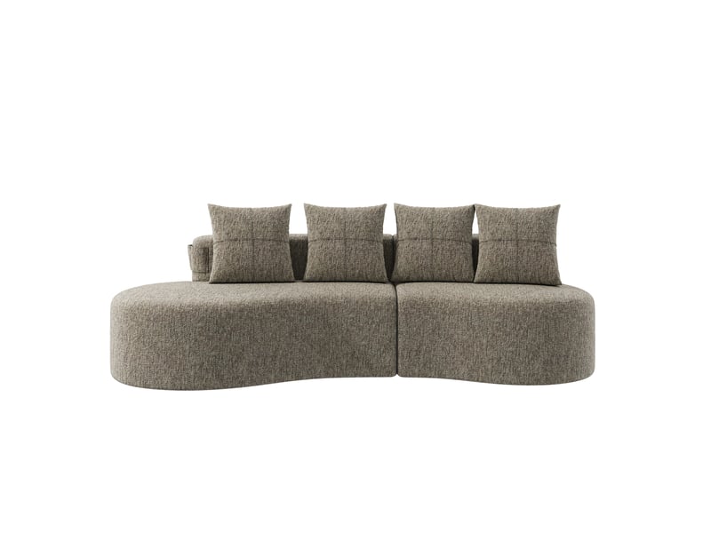 Canapé droit fixe 4 places lin kaki canapé compressible - Conforama A