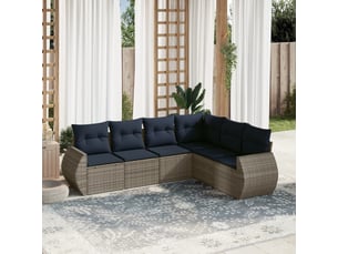 Vidaxl ensemble de canapé de jardin 6 pcs avec coussins gris résine tressée