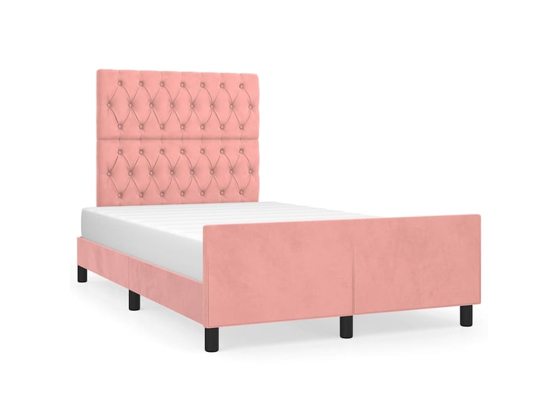 Lit double- lit adulte - cadre de lit sans matelas rose 120x190 cm velours - Conforama A