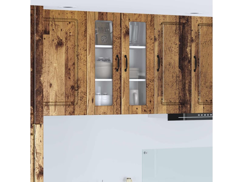  Meuble mural de cuisine, cabinet en verre mural bois ancien 60x31x80cm shl153  - Conforama B