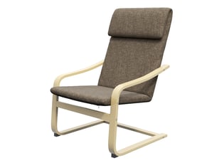 Fauteuil avec appui-tête et accoudoirs aspect lin marron et naturel 65 x 79 x 98 cm