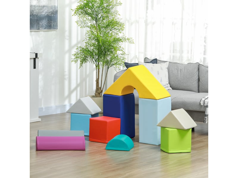  Parcours de motricité bébé 11pcs, module motricité bébé en mousse avec housse en polyuréthane et remplissage en epe, multicolore  - Conforama B