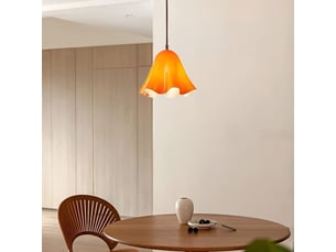 Suspension en verre ondulé en forme de fleur, douille e27, cordon réglable 150 cm, lampe suspendue pour cuisine et salle à manger, rose
