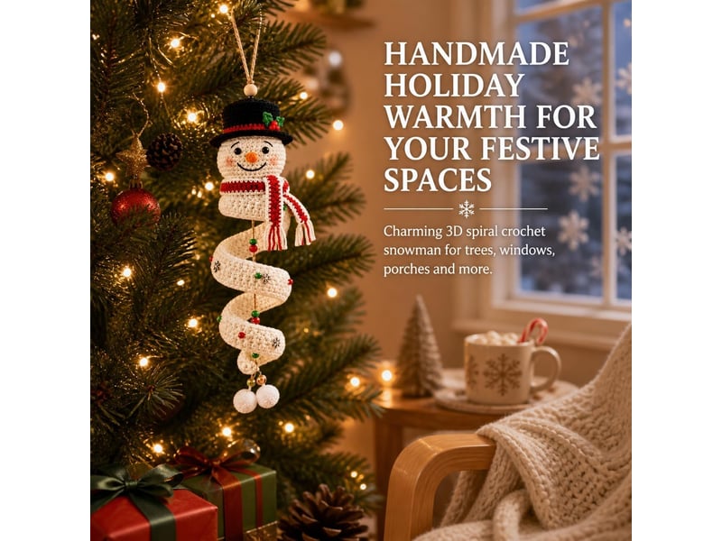  Lot de 2 kits diy crochet bonhomme de neige en spirale – pour débutants, ornements de noël à réaliser soi-même-style 2  - Conforama B
