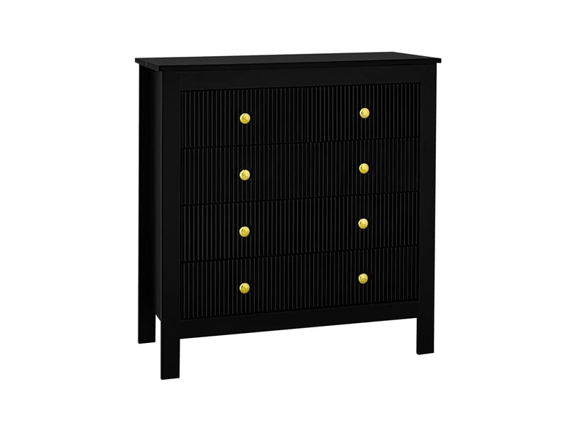 Buffet avec portes d'armoire spéciales et poignées dorées, buffetmeuble à tiroirs noir - Conforama A