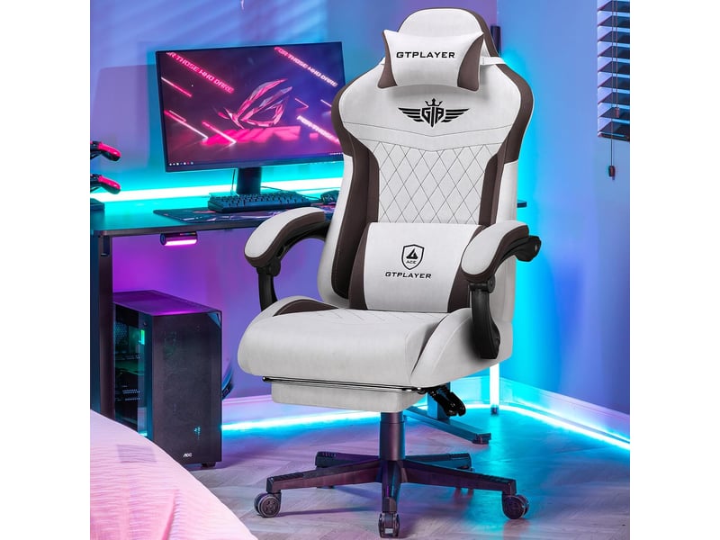  Gtplayer chaise de jeu ergonomique avec soutien lombaire et dossier large 150kg - tissu marron GT832-BROWN - Conforama D