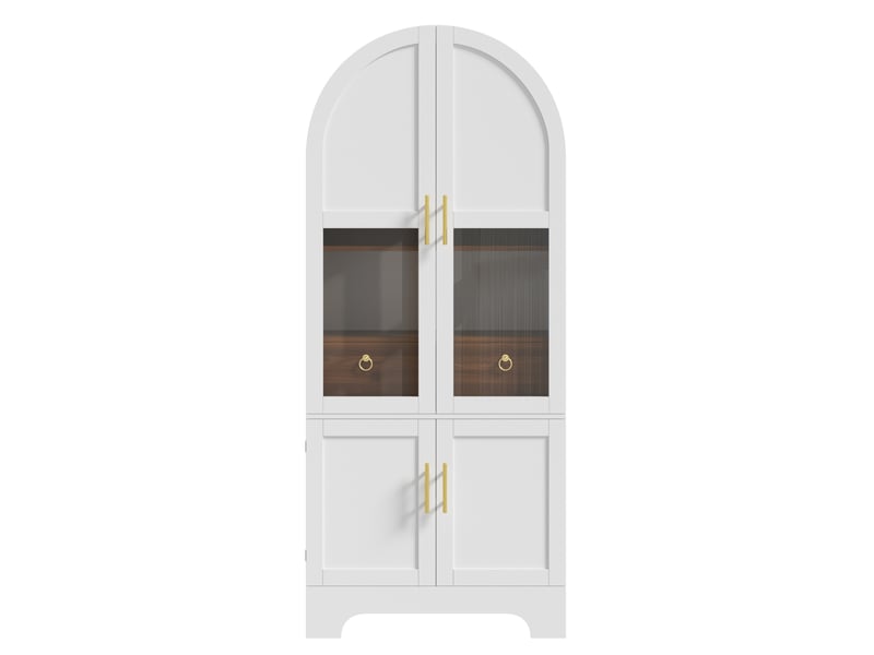 Vitrine haute,76x40x180 cm,led avec 4 portes, tiroir et verre trempé,mdf,blanche - Conforama C