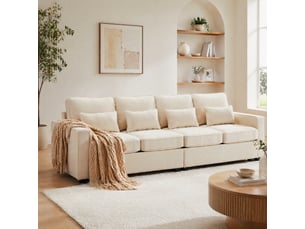 Canapé droit fixe MODENVIE 4 places Polyester beige