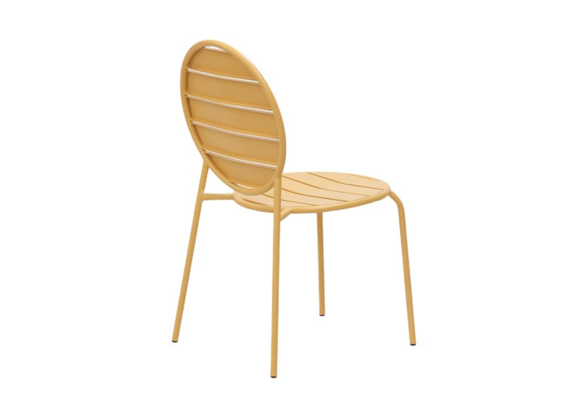 Lot de 2 chaises de jardin dossier rond en métal moutarde - baca - Conforama D