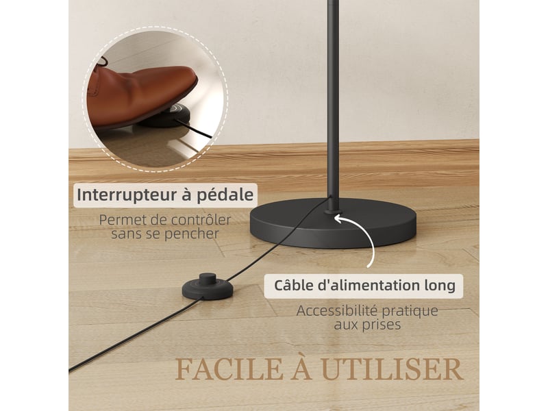  Lampadaire dimmable 2 températures de couleur avec télécommande, minuterie de 60 minutes, noir, 160 cm  - Conforama E