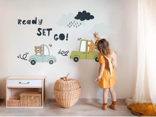 Sticker mural - des animaux dans les voitures130x175 cm