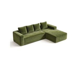 Canapé d'angle sectionnel - 261 x 173 x 58 cm-vert - tissu velours côtelé modulable pour salon design moderne sans assemblage