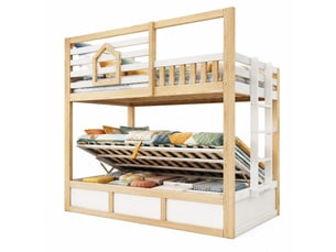 Lit superposé 90x200 cm <strong>OKMYHOME</strong> <strong></strong> coloris naturel