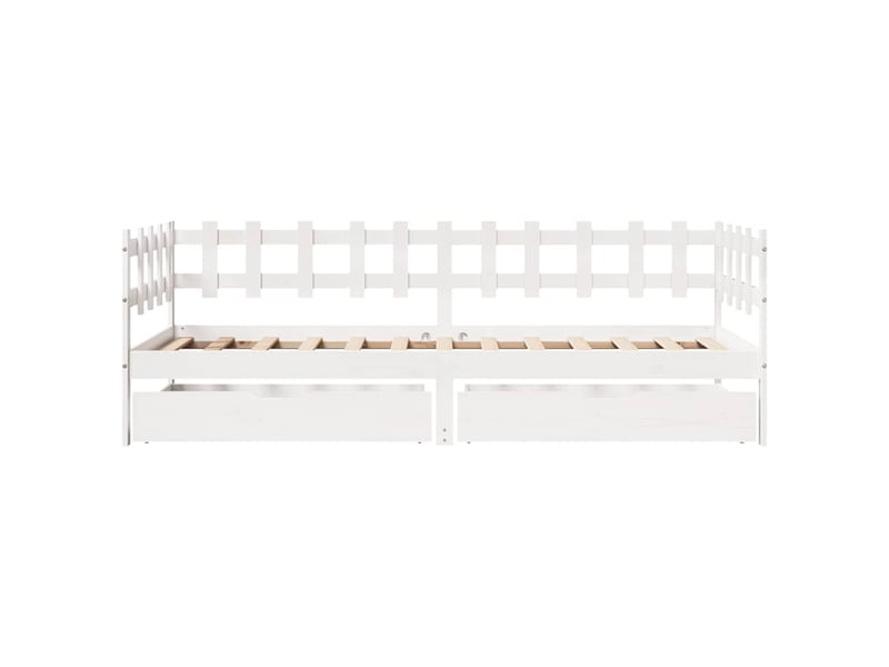 Lit simple- lit adulte - lit de jour et tiroirs sans matelas blanc 80x200 cm bois massif - Conforama C
