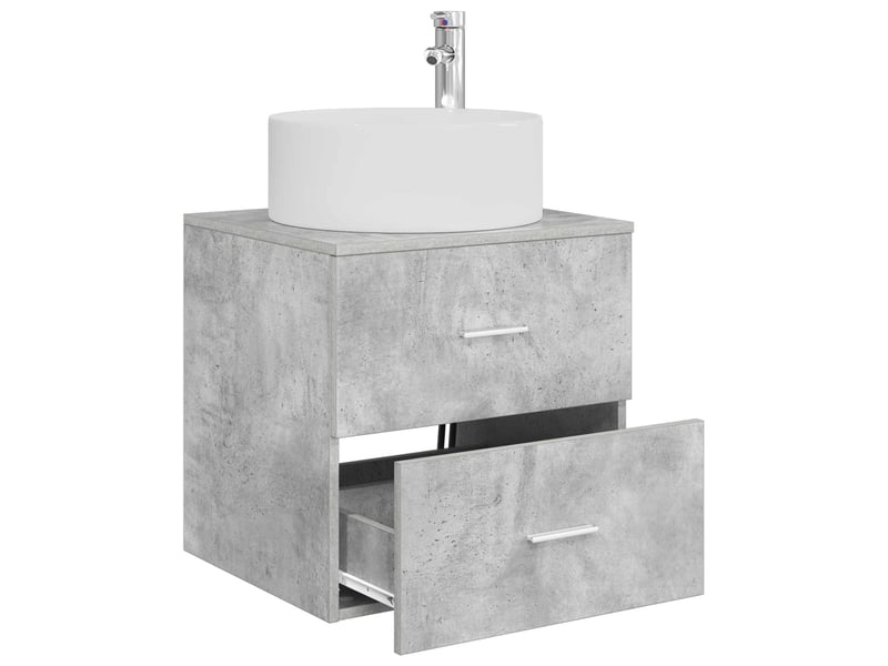  Vanité de lavabo mural, meuble de rangement gris béton 49.5x44.5x65.5 cm  - Conforama C