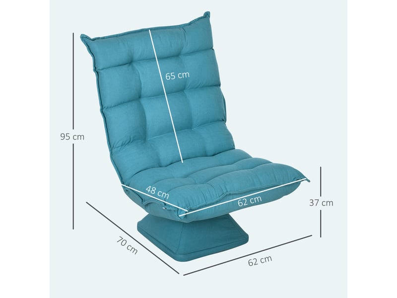  Fauteuil de sol pivotant bleu à dossier réglable jusqu'à 120°, en tissu, pour salon et bureau confortables  - Conforama C